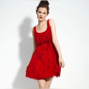 ALICE + OLIVIA L Valentine’s Flirty Red Tie Dye Tank Dress Skater Luxury Party